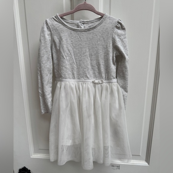 Simple Joys by Carter’s 3T Girls Gray & White Long Sleeve Tulle Dress - Picture 1 of 5